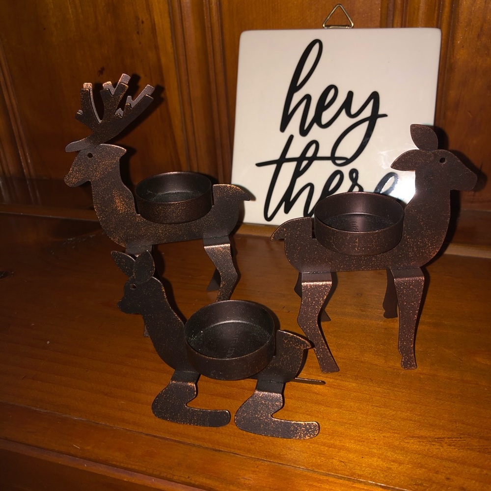Set of 3 Reindeer tea light holders